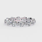 White Gold Round Diamond Alternating Bezel Full Eternity Band Ring