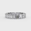 White Gold Emerald-Cut Diamond Shared Prong Full Eternity Band Ring