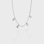 Four Bezel Set Oval Cut Natural Diamond Necklace