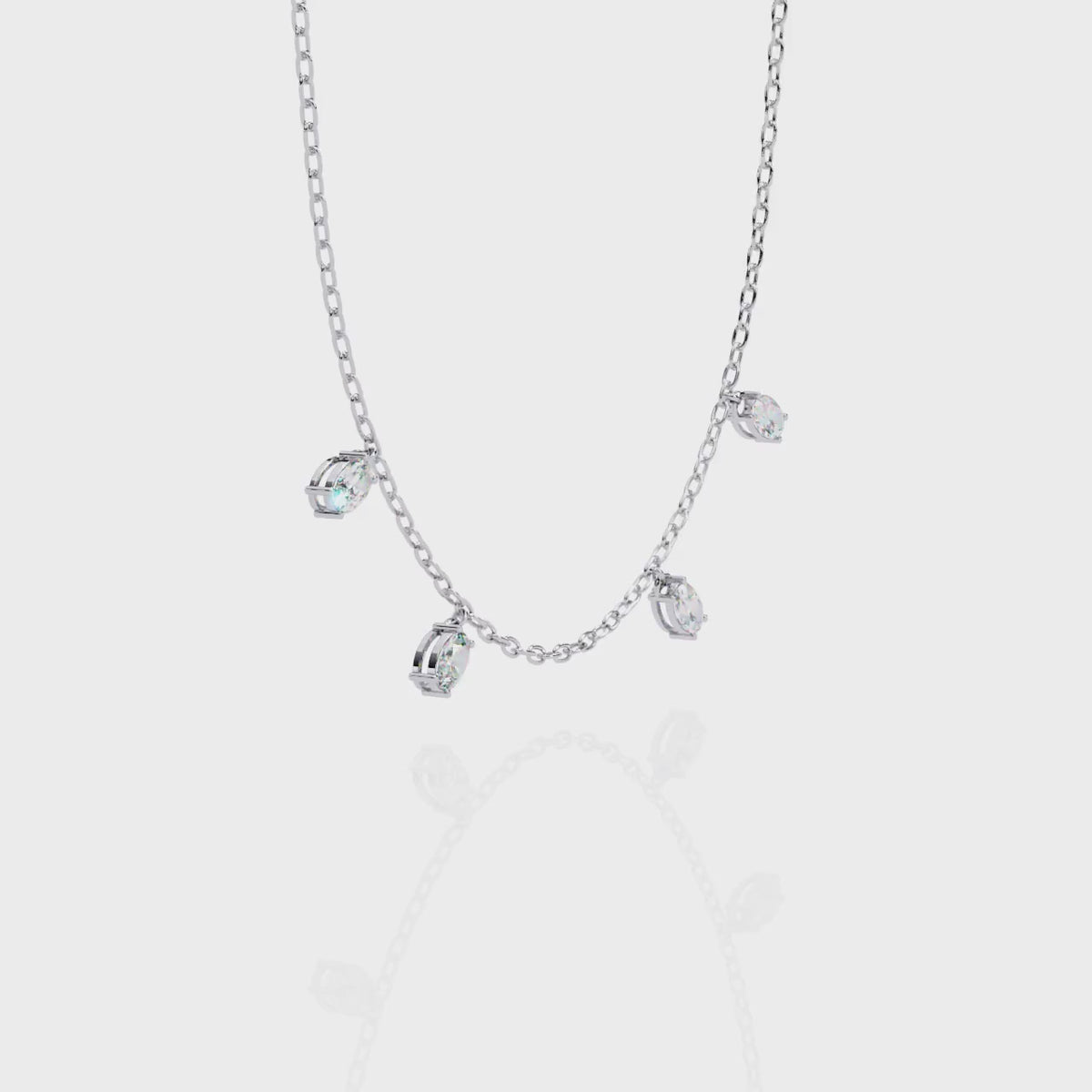 Four Bezel Set Oval Cut Natural Diamond Necklace