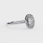 White Gold Oval Diamond Halo Solitaire Engagement Ring