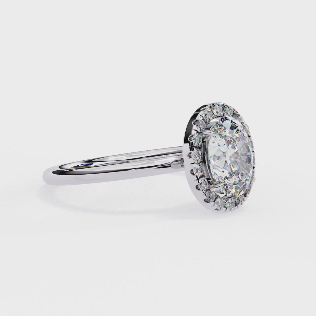 White Gold Oval Diamond Halo Solitaire Engagement Ring