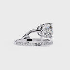 Gold Round Diamond Solitaire Ring with Open Crossover Split Band
