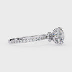 White Gold Round Diamond Solitaire Pavé Engagement Ring