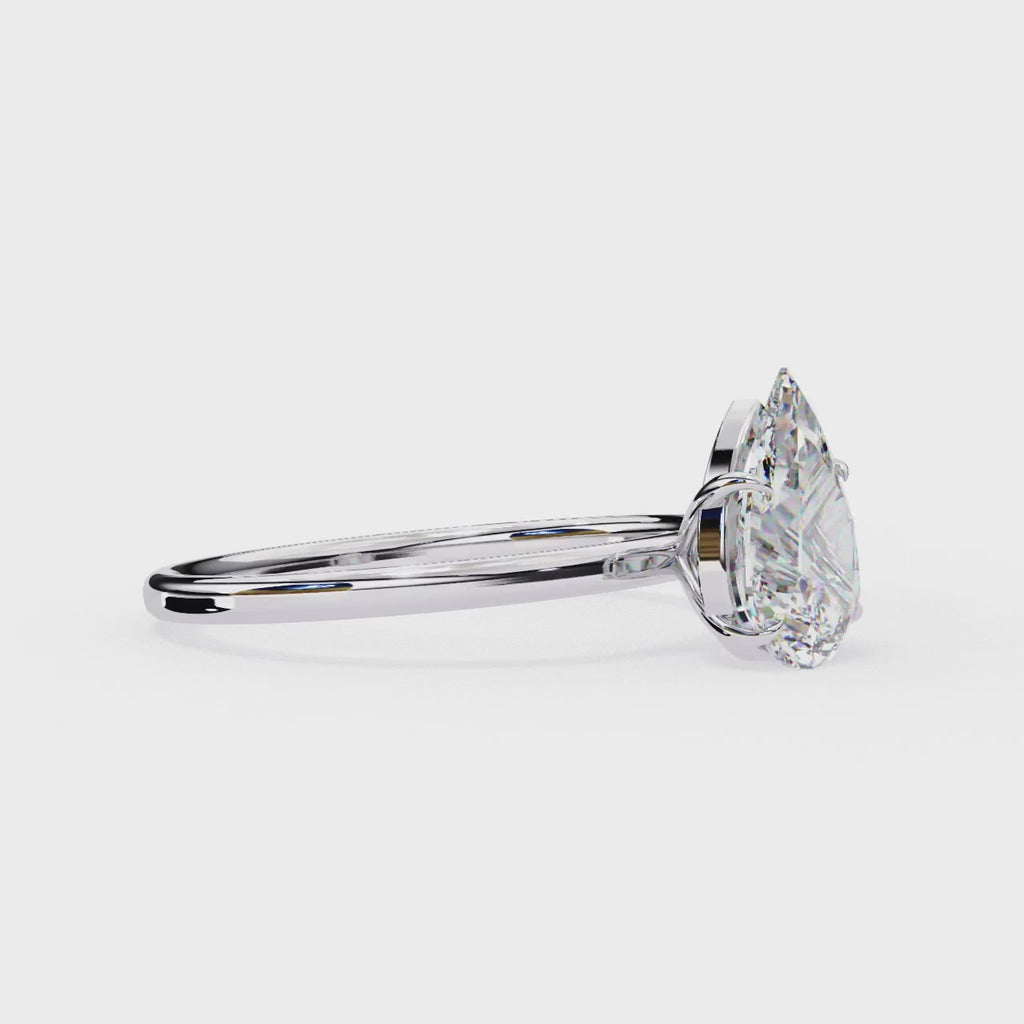 White Gold Pear Diamond Solitaire Engagement Ring