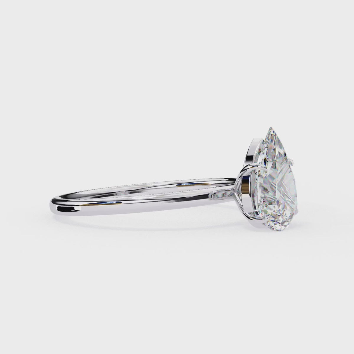 White Gold Pear Diamond Solitaire Engagement Ring