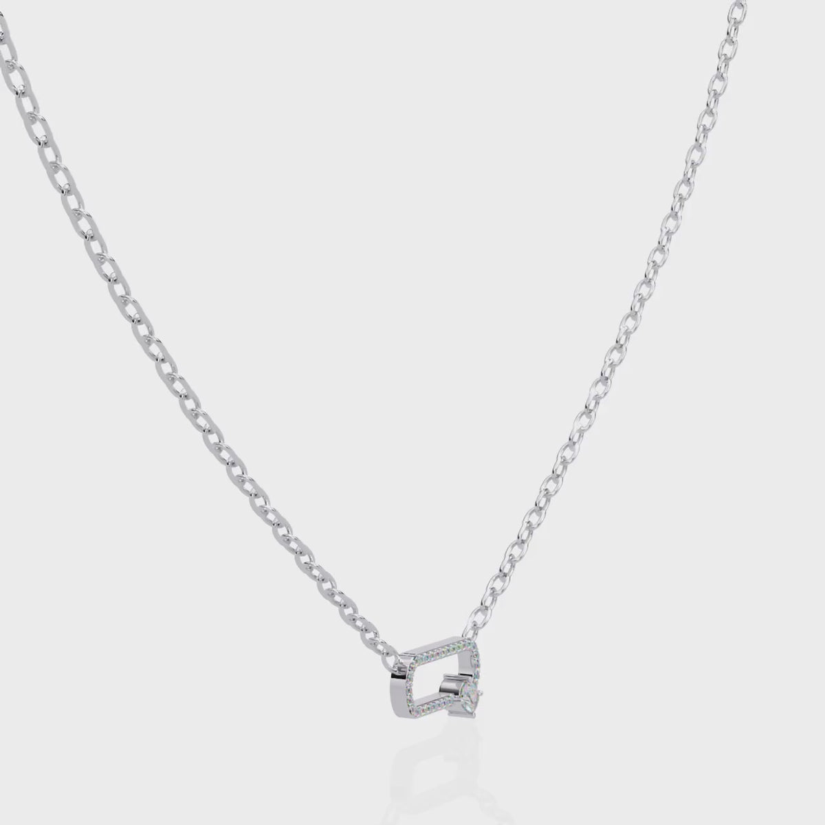 Natural Diamond Geometric Link Pendant