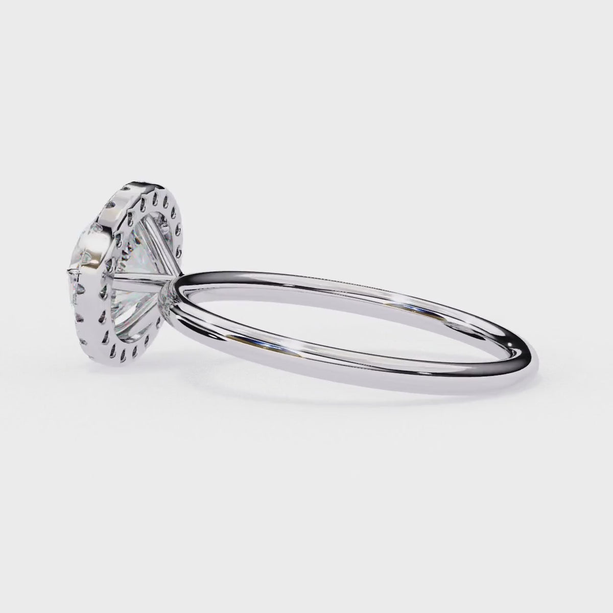 White Gold Round Diamond Halo Solitaire Engagement Ring