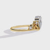 Yellow Gold Pear Cut Diamond Vintage Crown Ring with Filigree Scrollwork