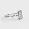 White Gold Emerald-Cut Diamond Halo Pavé Engagement Ring
