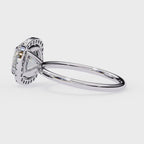 White Gold Cushion-Cut Diamond Halo Solitaire Engagement Ring
