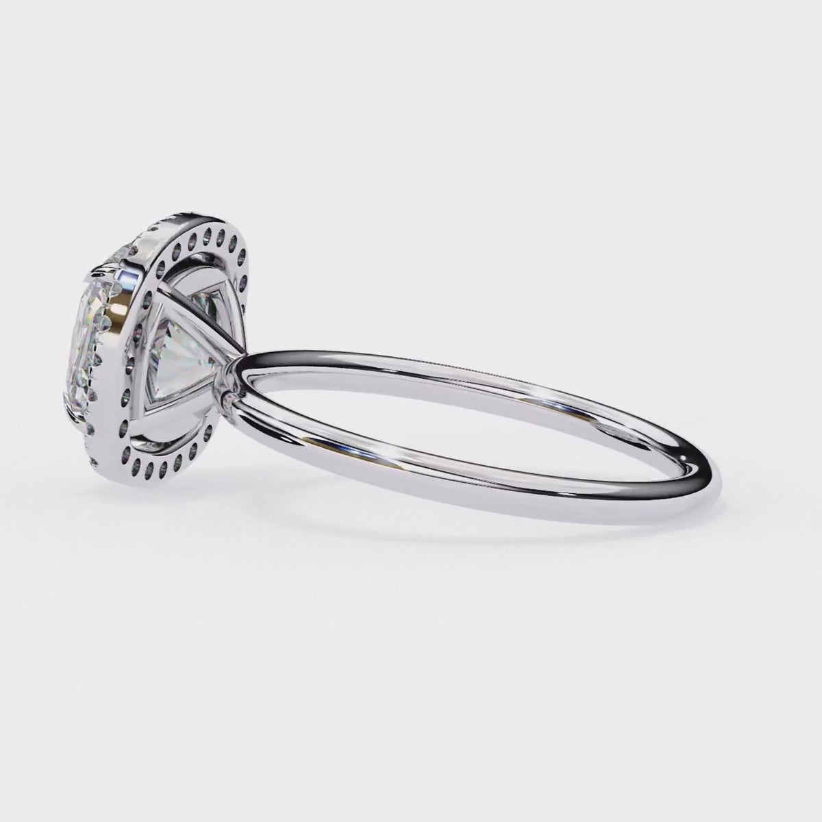White Gold Cushion-Cut Diamond Halo Solitaire Engagement Ring