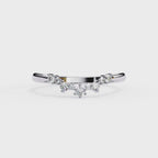 White Gold Round Diamond Crown Tiara Curved Band Ring