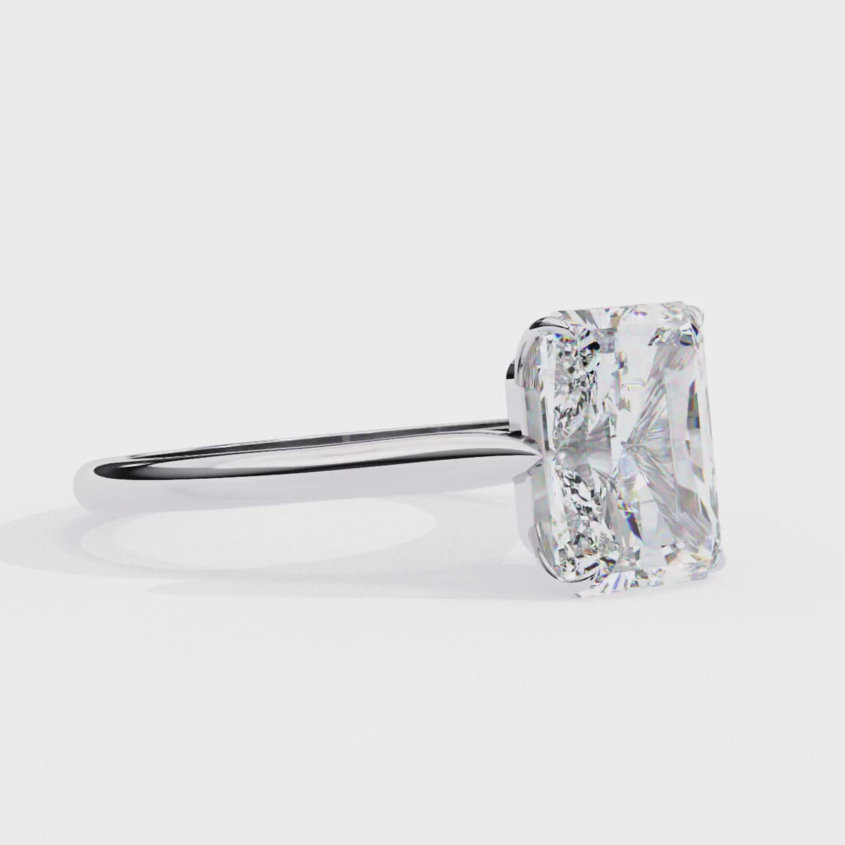 White Gold Radiant-Cut Diamond Solitaire Engagement Ring