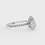 White Gold Pear Diamond Solitaire Pavé Engagement Ring