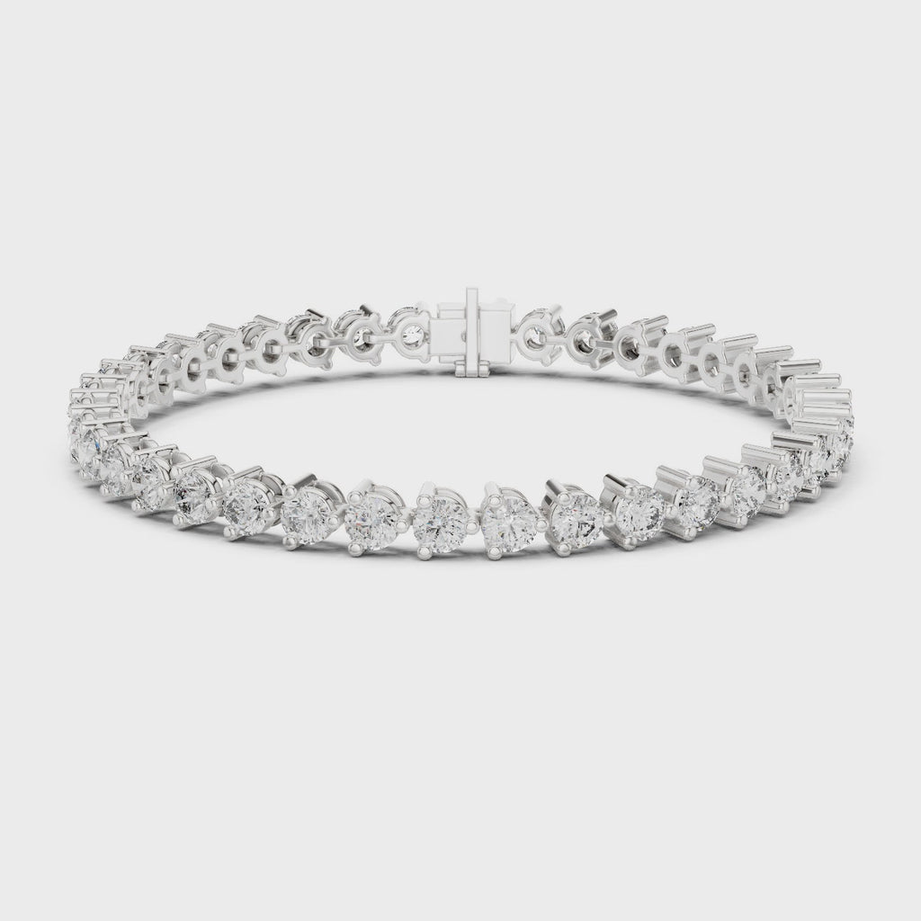 Three-Prong Round Diamond Tennis Bracelet