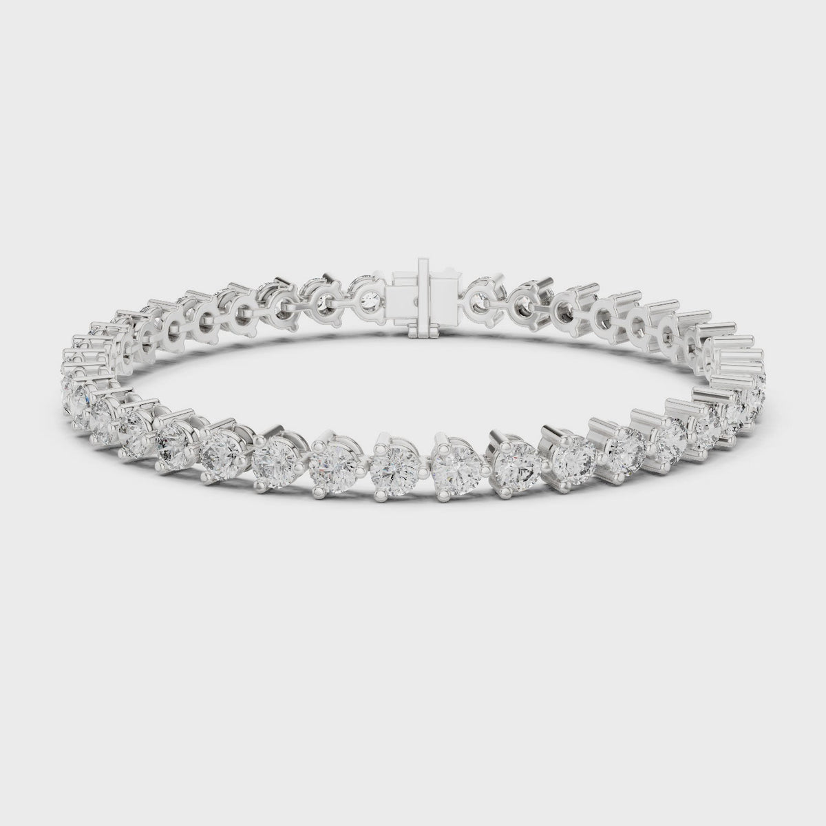 Three-Prong Round Diamond Tennis Bracelet