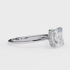 White Gold Princess Cut Diamond Solitaire Ring with Hidden Halo