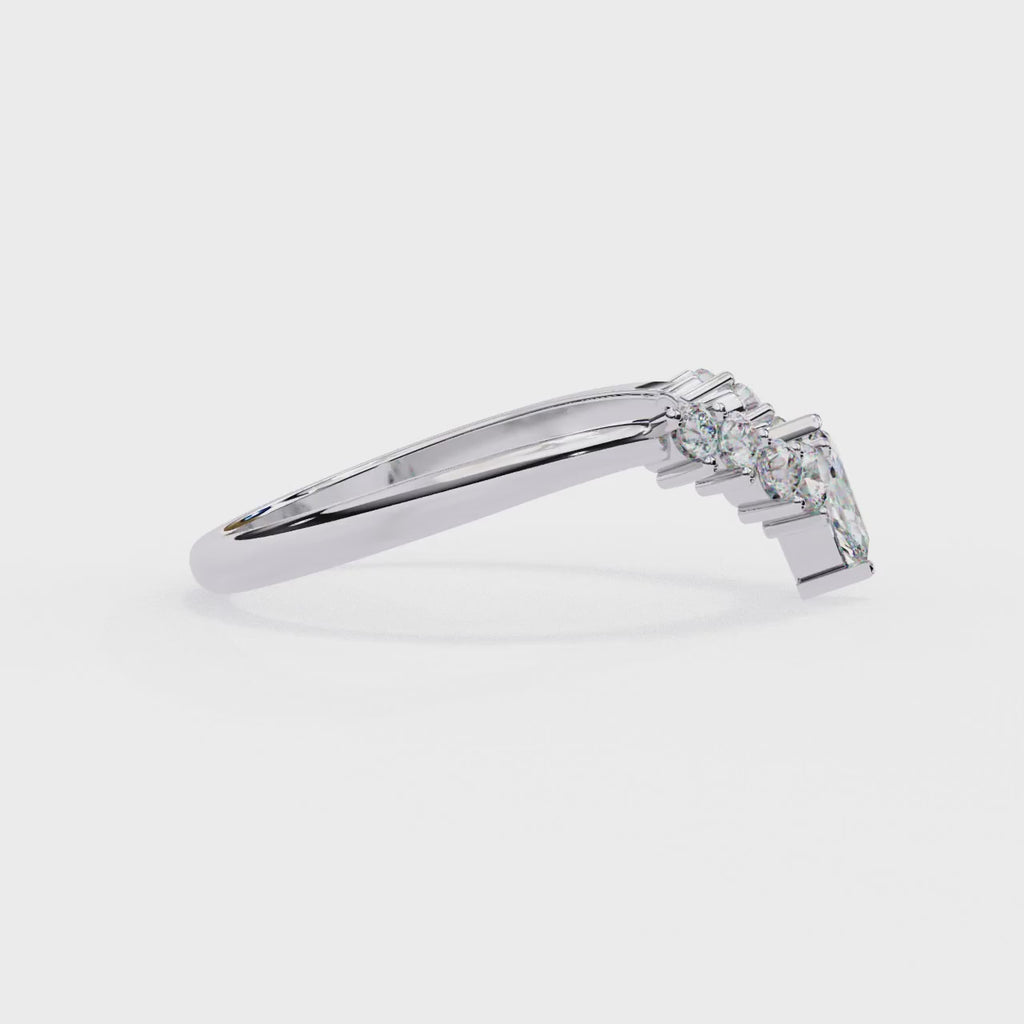 White Gold Marquise Crown Tiara Diamond Band Ring