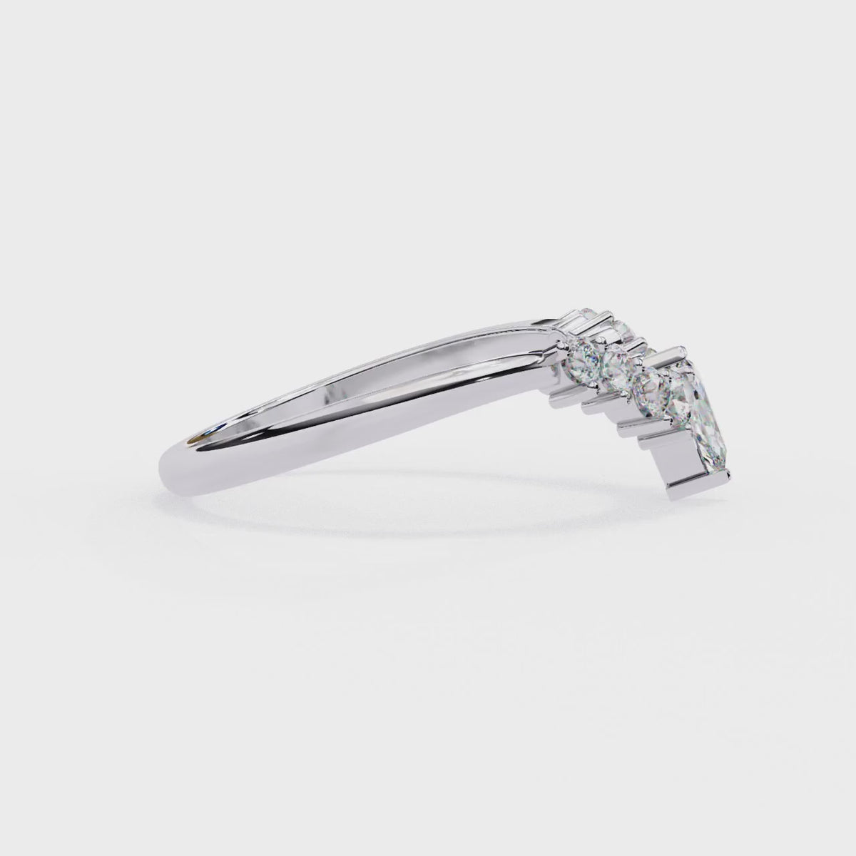 White Gold Marquise Crown Tiara Diamond Band Ring