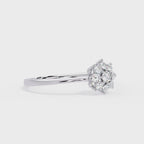 Gold Round Diamond Floral Cluster Ring