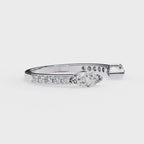 White Gold Toi et Moi Pear Diamond Accented Band Ring
