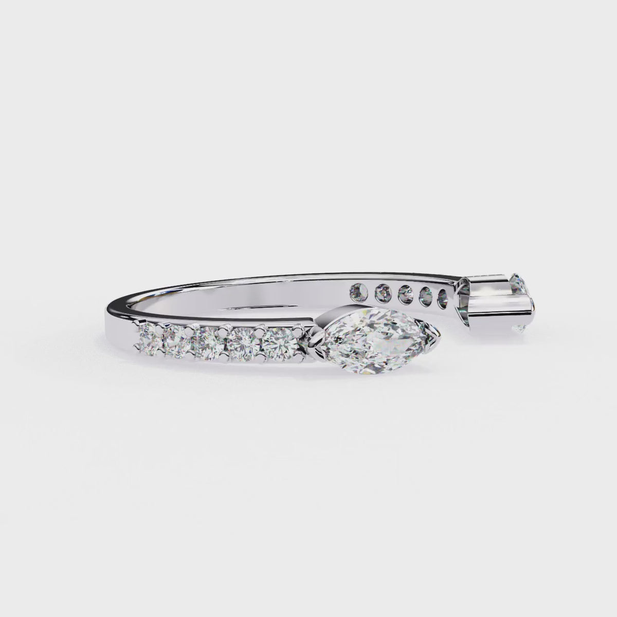 White Gold Toi et Moi Pear Diamond Accented Band Ring