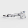 White Gold Princess Cut Diamond Ring with Hidden Halo and Pavé Band