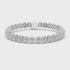 Radiant-Cut Halo Cluster Diamond Tennis Bracelet