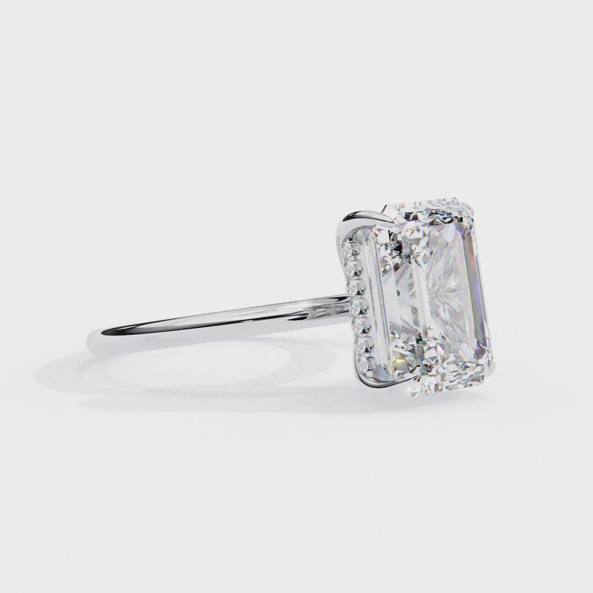 White Gold Emerald-Cut Diamond Solitaire Engagement Ring
