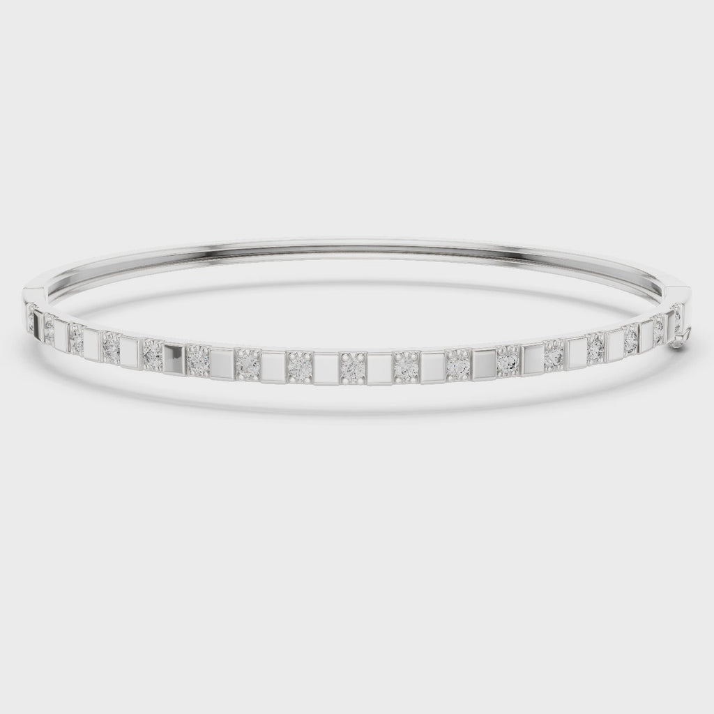 Alternating Diamond & Polished Block Station Bracelet