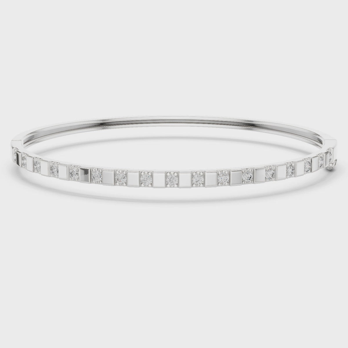 Alternating Diamond & Polished Block Station Bracelet