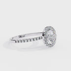 White Gold Round Diamond Halo Pavé Engagement Ring