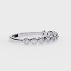White Gold Round Diamond Bezel-Set Half Eternity Band Ring