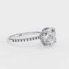 White Gold Cushion-Cut Diamond Solitaire Pavé Engagement Ring