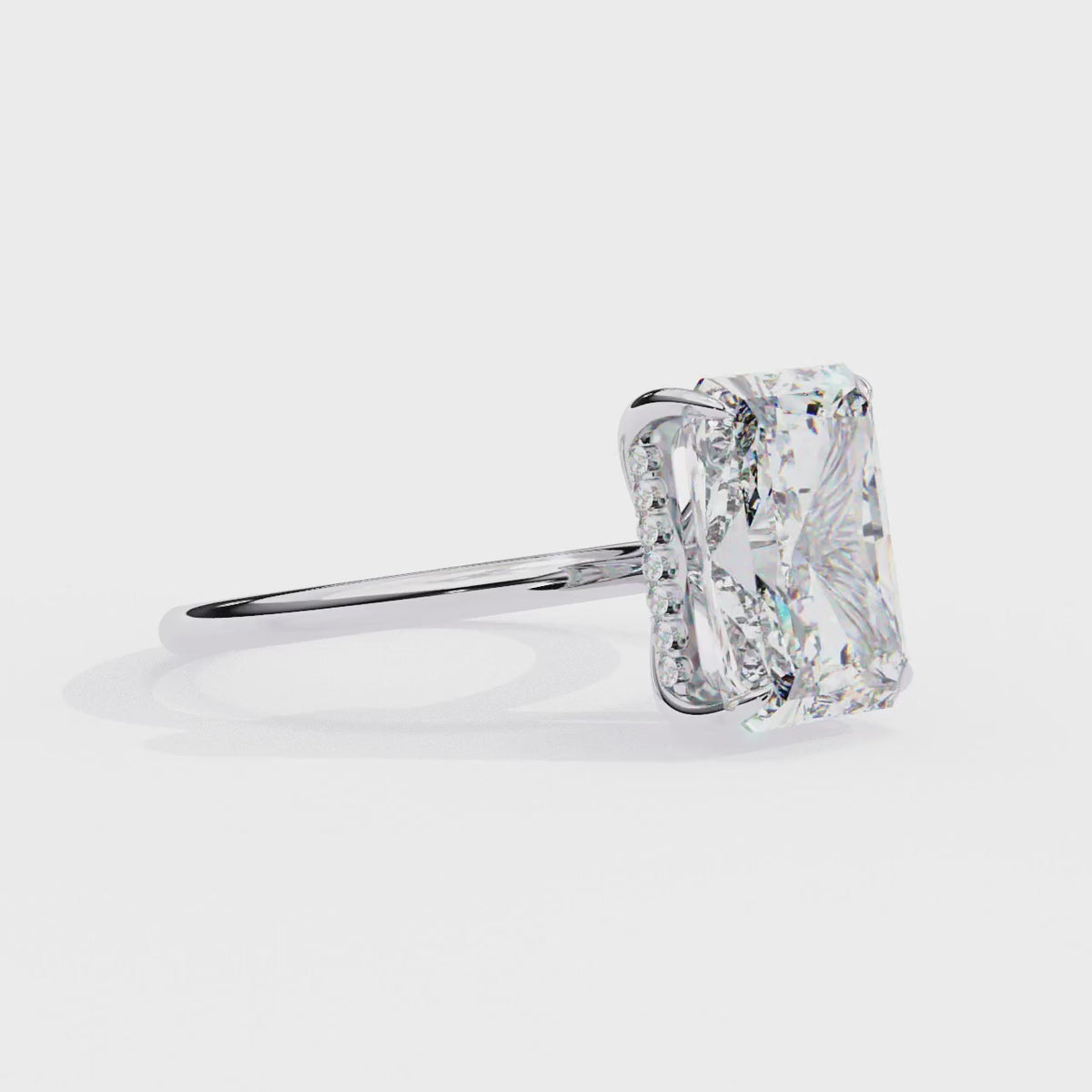 White Gold Radiant-Cut Diamond Solitaire Engagement Ring