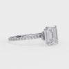 White Gold Emerald-Cut Diamond Solitaire Pavé Engagement Ring