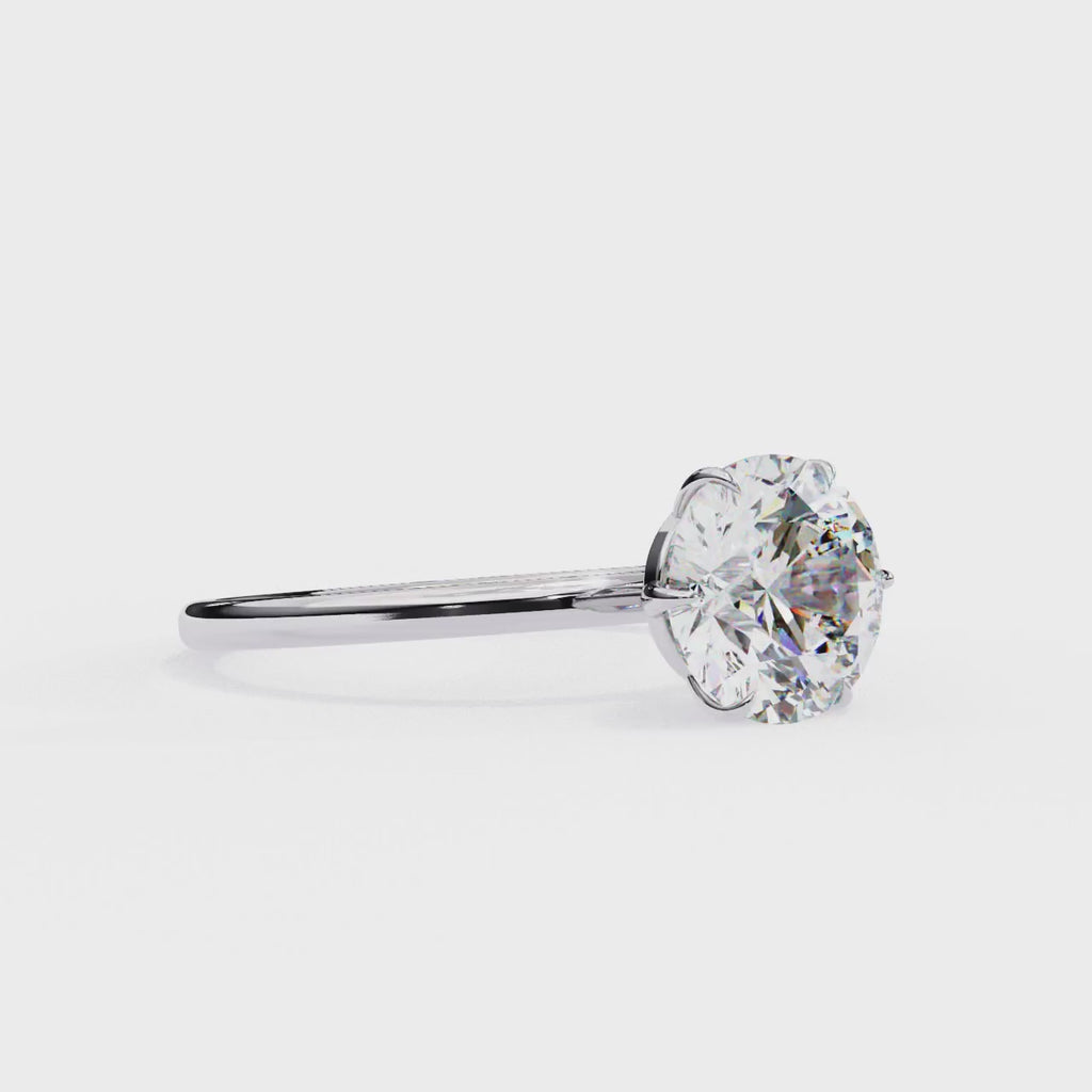 White Gold Round Diamond Three-Prong Solitaire Engagement Ring