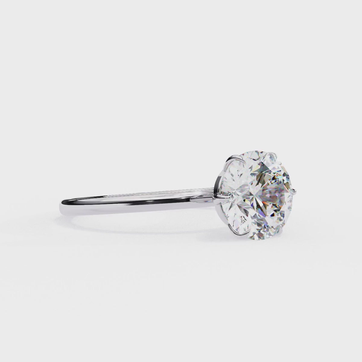 White Gold Round Diamond Three-Prong Solitaire Engagement Ring