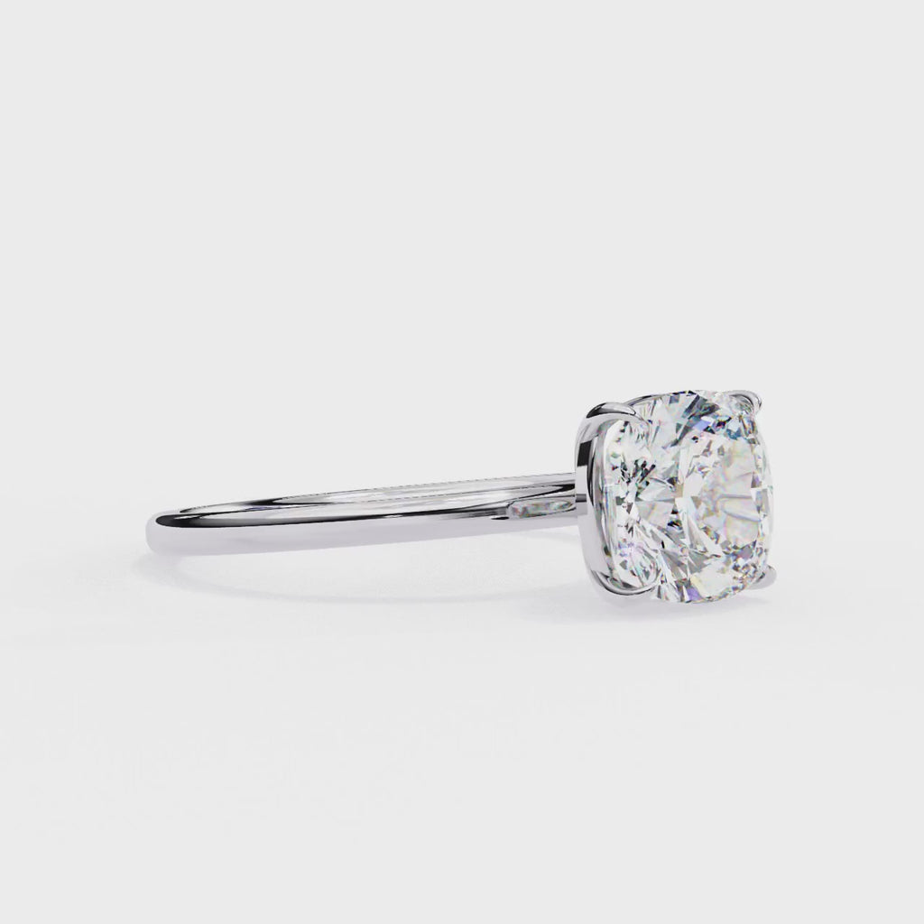 White Gold Cushion-Cut Diamond Solitaire Engagement Ring