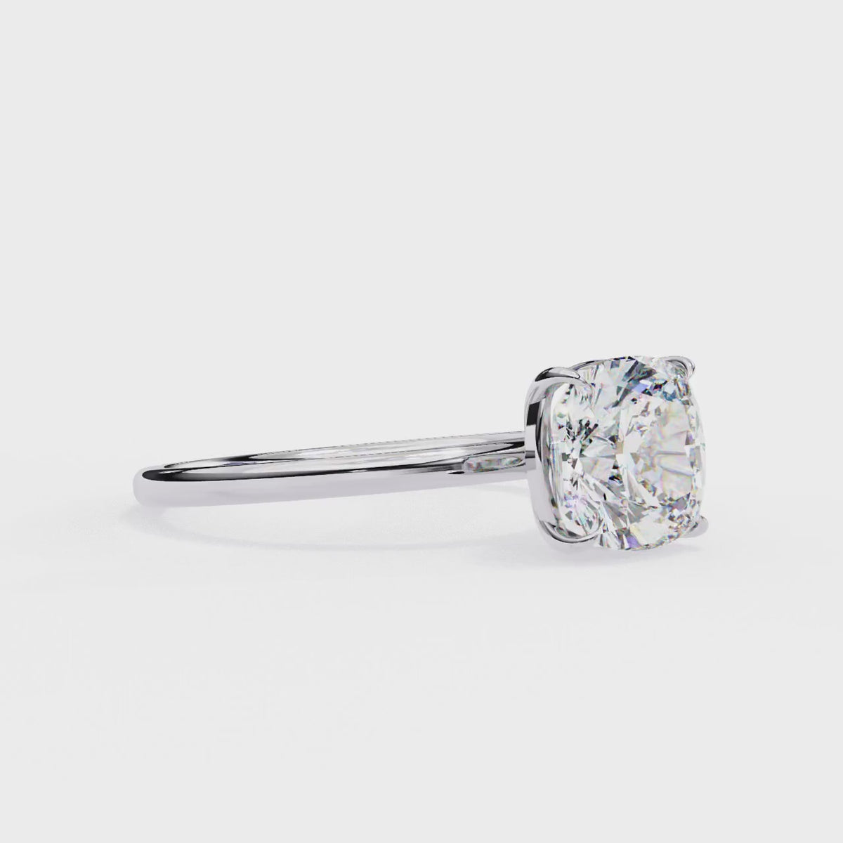 White Gold Cushion-Cut Diamond Solitaire Engagement Ring